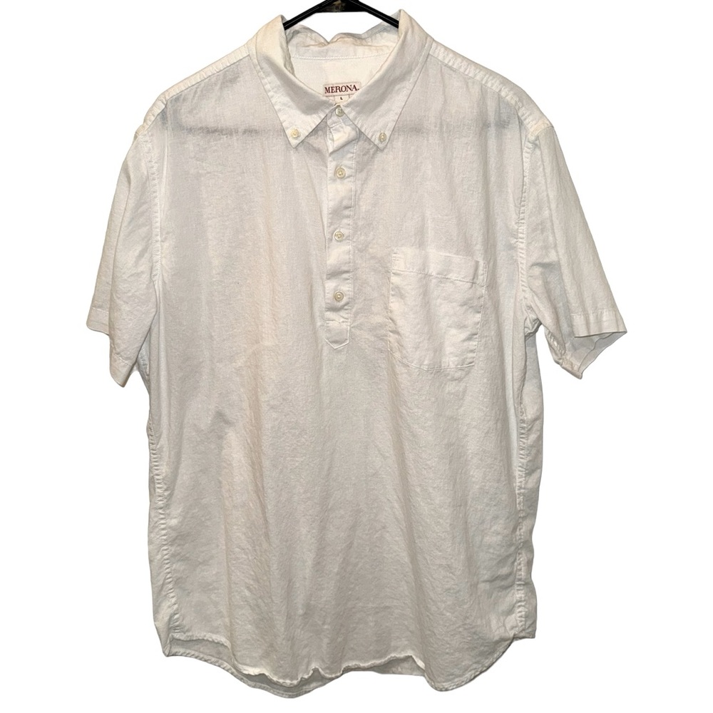 Men’s White/Off White Collared Short Sleeve Lightweight Polo Shirt. Size Large.